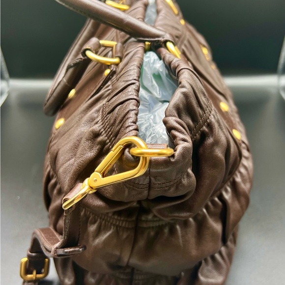 Prada Dark Brown Leather Nappa Gaufre Tote Handbag - Picture 8 of 12